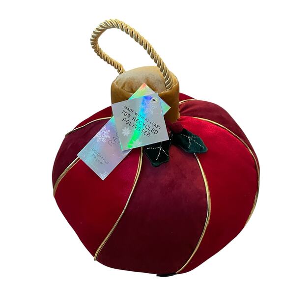 Rachel Zoe Velvet Christmas Ornament Pillow 10in Red Designer Holiday Decor New - Picture 3 of 13